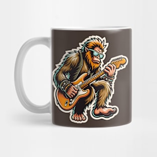 Bigfoot Playing Guitar Sasquatch Rocks Mug